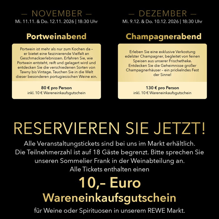 Rückseite des Flyers zu den Genussabenden 2026